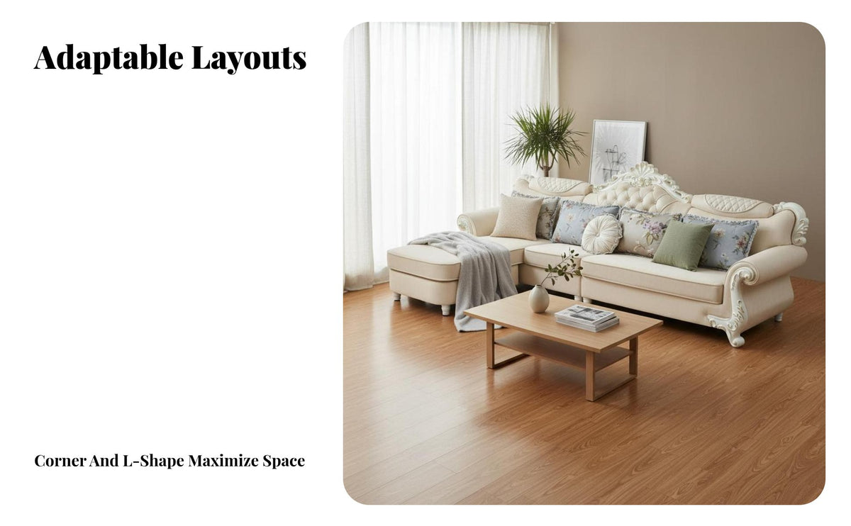 Corner Sofa with Chaise European design L-Shaped Chaise Lounge Removable and cleanable slipcovers Living Room Furniture for Families, Homeowners, Home