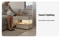 Illuminated Nightstand with Wireless Charging Integrated light-emitting diode Lighting for Adults