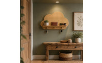 Perforated Wooden Pegboard Solid Wood Wall-Mounted Pegboard Painted Finish Modular Peg Board Wall Rounded Contours