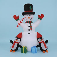 Bonhomme De Neige Gonflable Avec Pingouins Festif Snowman with Penguins Outdoor