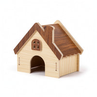 Hideaways Shelter with Entry Holes Handcrafted Wooden Handmade Wooden Habitat Accessory for Enrichment Corners
