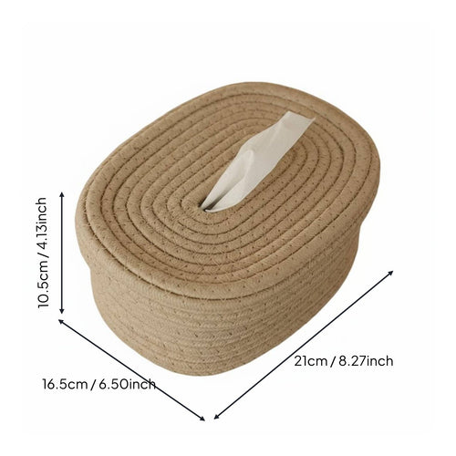 Cotton Rope Tissue Holder Handmade Desktop Organizer Japanese Design