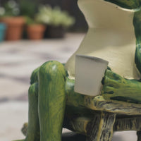 Frog Rocking Chair Statue Weather Resistant Solar Frog Garden Light Auto