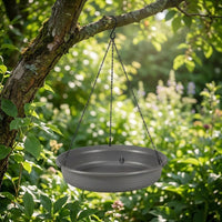 Hanging Bird Feeder and Decorative Bird Bath, Large Size Resin Bird Feeder Tray with Drainage Holes, Round Mesh Feeder for Garden Outdoor Decor