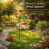 Metal Wind Spinner Outdoor Garden Decor Butterfly Windmill with Stake for Yard, 71 Inch Iron Sculpture for Gardeners