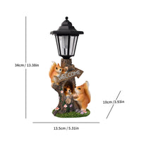 Outdoor Squirrel Garden Statue with Solar Light Resin Solar Squirrel Lantern Decorative Ornament Weather-Resistant for Gardeners, Homeowners, Yard, Pathway, Patio