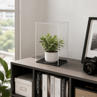 Acrylic Display Cabinets, Clear Figure Display Case 20x20cm, Dustproof Collectible Display Case with Black Base