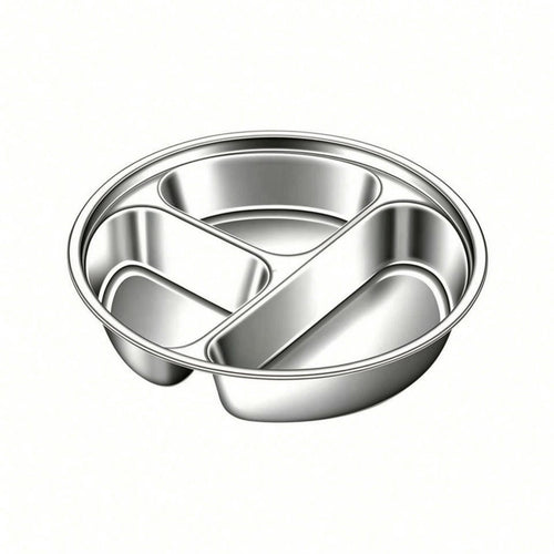 Compartmented Steaming Plate Raised Walls Divided Steamer Tray Polished Rim
