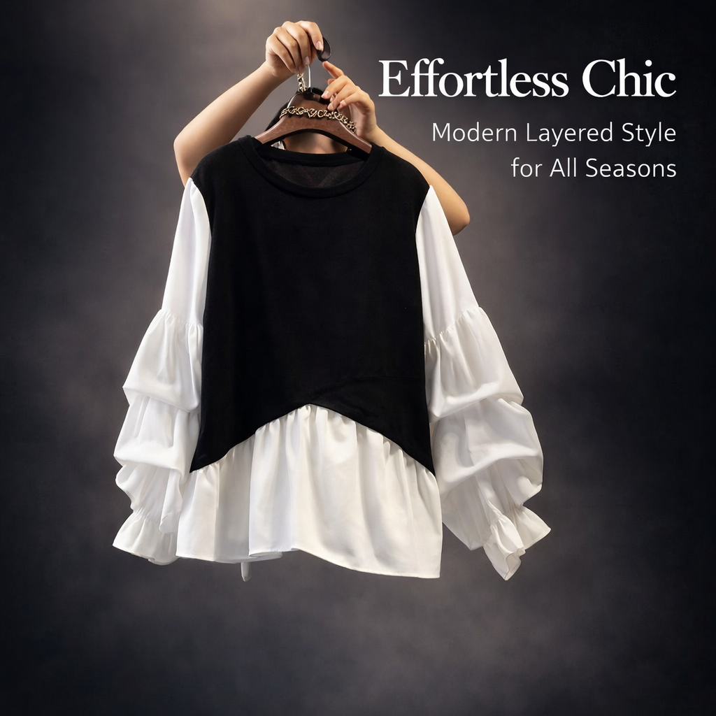 Blouses for Women UK with Long Sleeve Puff Sleeves and Round Neck, Ladies for Office and Casual Wear, Plus Size Loose Fitting Top