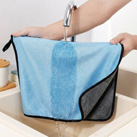 Double-Sided Fish Scale Microfibre Cloth, High Absorbency Cleaning Cloths for Glass and Dishes, Quick-Dry, 30x40cm 3 Pack