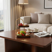 2-Tier Wooden Stand Versatile 2-Tier Serving Tray Centerpiece Two-Layer Fruit Plate for Parties, Kitchen Counter, Dresser