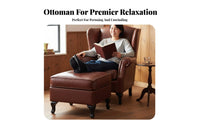 Upholstered Armchair Vintage Design Wrapped Side Armchair Chair with Matching Ottoman Highrear Spineing Nailcranial
