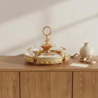 Circular Compartment Tray Gold-Toned Tableware Openwork