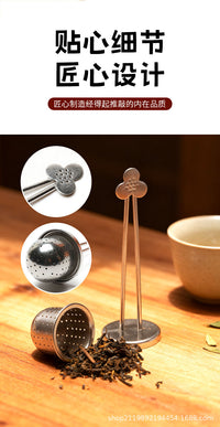 New Chinese Style 304 Stainless Steel Wire Handle Tea Strainer Rotating Tea Infuser Tea Ball