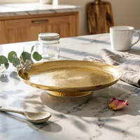 Oval Fruit Bowl with Pedestal Elevated Decorative Tray with Flower Detail Lightweight Decorative Tray for Hosts, Home Stylists, Dining Table