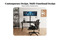 Drill-without Cost Floor TV Stand Easy Assembly Freestanding TV Mount Stable Base Universal Monitor Floor Stand Space-Saving for Renters, Small Areas, Apartments, Office, Bedroom