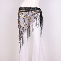 Belly Dance Hip Scarf with Sequins and Tassels