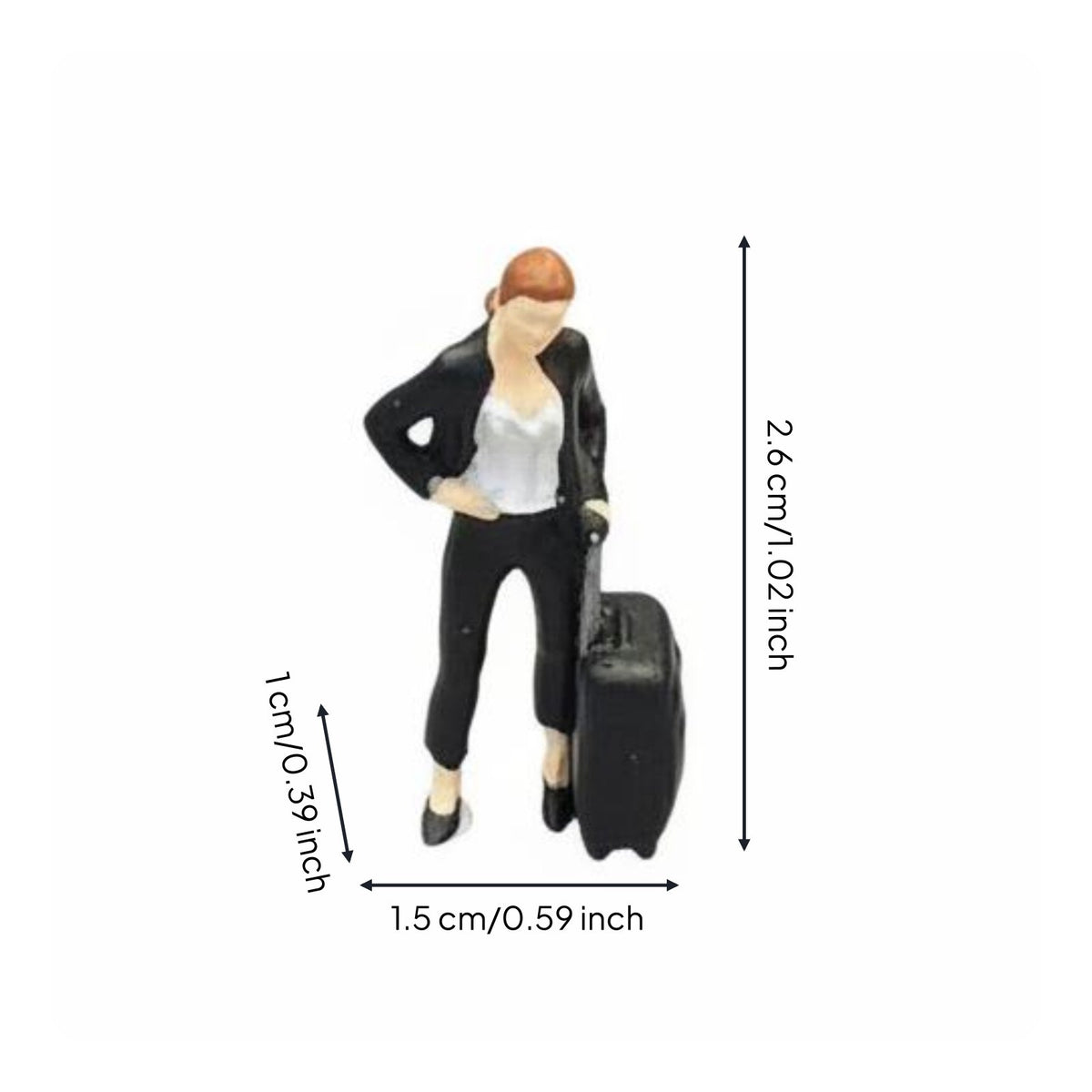 Tiny Suitcase Lady Figurine Realistic Details Resin Woman Statue for Collectors