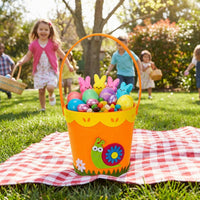 Textile Easter Basket DIY Bunny Treat Bag Storage Baskets Baskets Kids With Handle Easter Egg Search Bucket for Young Children, Party Planners