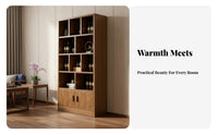 Wooden Beverage Cabinet New Chinese Design Floor Standing Display Shelf Solid Wood Floor Standing Storage Cabinet for Collectors, Adults, Restaurant