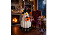 Halloween Porch Goose Costume with Pumpkin Bag Festive Lawn Goose Outfit with Witch Hat Playful Witch Costume with Pumpkin Bag Spooky for Homeowners, Decorators, Entryway, Yard
