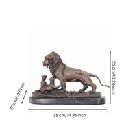 Bronze Lion Statue Bronze Lion Sculpture Textured Details for Study Room