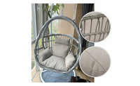 Rattan-Style Hanging Basket Chair Padded Hanging Swing Chair with Stand Outdoor Furniture Indoor for Sunroom