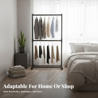Freestanding Garment Rail Foldable Open Wardrobe System Portable Minimalist Design for Apartment Dwellers, Renters, Laundry Room