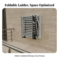 Wall-Mounted Retractable Ladder Foldable Retractable Attic Ladder Indoor Outdoor Use Pull-down Loft Stairs for Homeowners, Adults, Garage, House, Roof