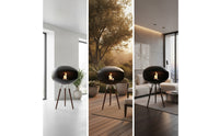 Tripod Fireplace Freestanding Liquid Biofuel Fireplace Matte Black for Terrace