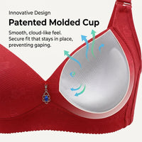 Push Up Bra for Women with No Underwire and Thin Padded Cups, Comfort Support with Wide Back Smoothing and 3/4 Coverage