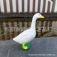 Large 43cm White Goose Resin Statue for Home and Garden Decor