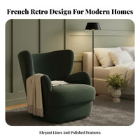 Upholstered Rotate Armchair Retro Design Upholstered Rotate Chair Space-Saving Size High-Density Foam for Readers, Bedroom