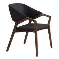 Curved Support Wooden Chair Nordic Design Upholstered Wooden Chair With Armrests Minimalist Design & Aesthetic for Dining Room