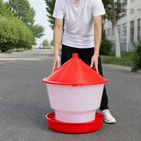 Poultry Automatic Feeder, Hopper Type, Chicken Feeder, Plastic, Red and White, Rainproof