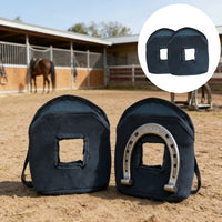 2pcs Stirrup Storage Bag for Horseshoe Pitching Game, Nylon, Black
