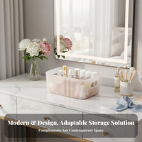 Lidded Vanity Case Clear Design Cosmetic Organizer particleproof for Bathroom, Women