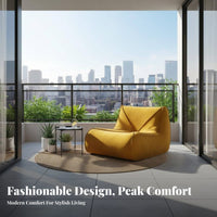 Caterpillar Chair Frosted Fabric Finish Modern Foam-Filled Lounger Minimalist Design No Assembly Required for Bedroom, Balcony