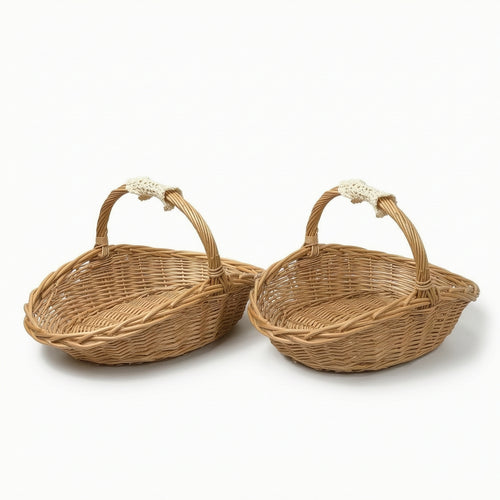 2 Pieces Woven Fruit Basket Open-Top for Home Organization