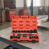 20 Pieces Heavy-Duty Socket Wrench Set Matte Black Socket Set with Case Long-Lasting Portable for Workshop