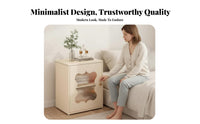 Single-Drawer Metal End Table Minimalist Design Bedroom Furnishing for Dorm Room