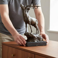 Bronze Deer Sculpture Polished Finish Bronze Deer Figurine Hand-Finished Home Decor for Gift