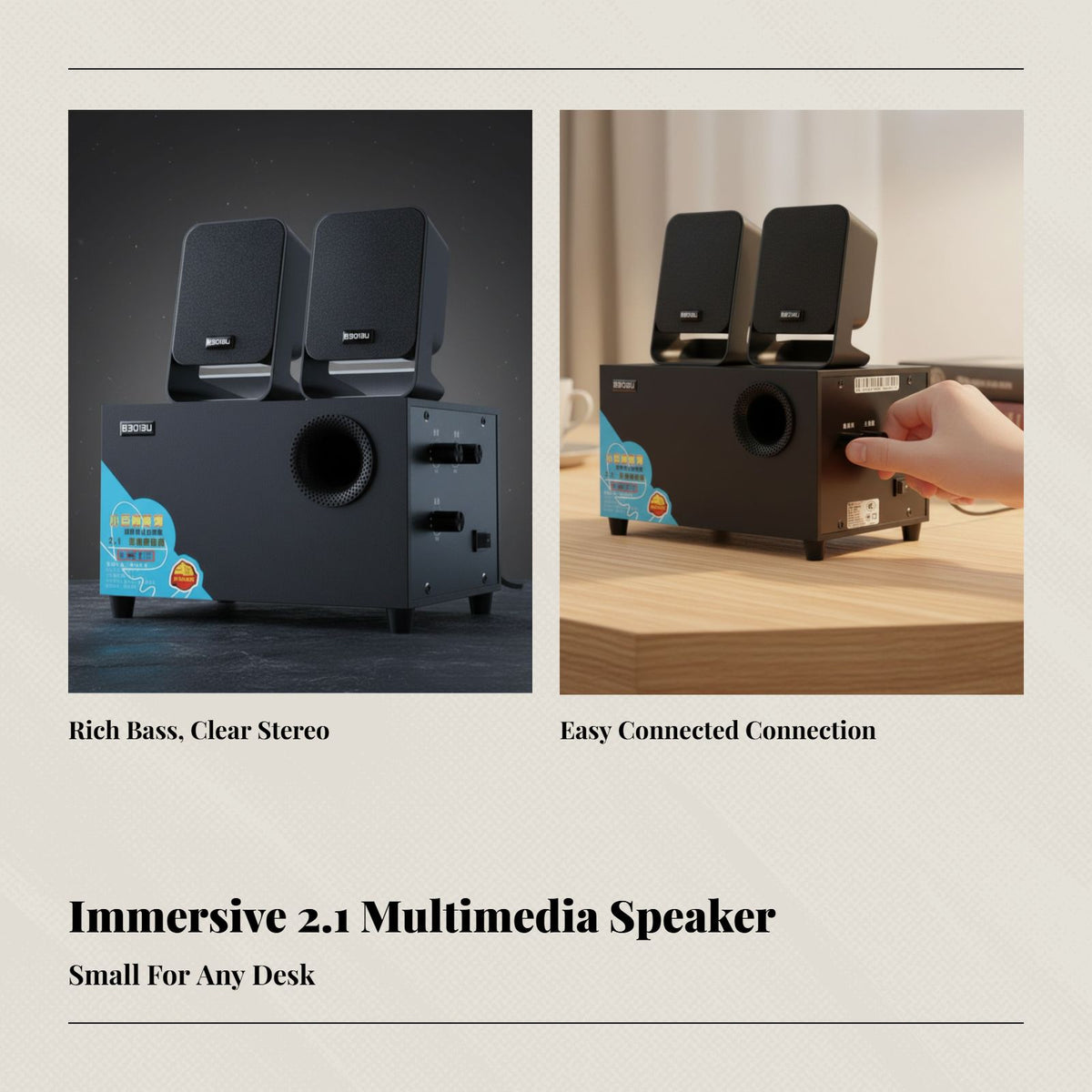 Bluetooth Speaker, Desktop Computer, Powerful Bass, Card Slot, USB, Active Audio