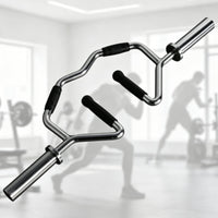 Triceps Barbell Bar Textured Grip Barbell with Angled Frame Non-Slip for Weightlifters, Strength Training