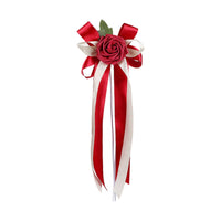 1 Piece Suction-cup Artificial Rose Car Ornament Ribbon Bow Decoration Hanging Floral Accessory Elegant Satin Suitable for Wedding Procession Car Mirror Car Door Handle