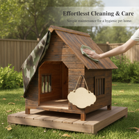 Outdoor Waterproof Solid Wood Pet House for Cats and Dogs, All-Season Moisture-Proof and Anti-Corrosion
