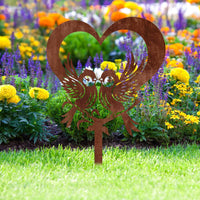 Heart Bird Stake Valentine Gift Metal Garden Stake Weatherproof Outdoor Decor for Patio