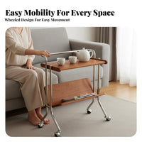 2-Tier Rolling End Table Vintage aesthetic Mobile Storage Multi-Functional