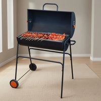 Outdoor Charcoal Grill with Wheels Mobile Charcoal Grill with Lid Sturdy Barbecue Cooker Stable for Backyard