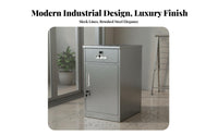 Bedside Nightstand Cabinet Stainless Steel Storage Cabinet Sturdy and Metal Nightstand Locker for Bedroom, Balcony, Garage